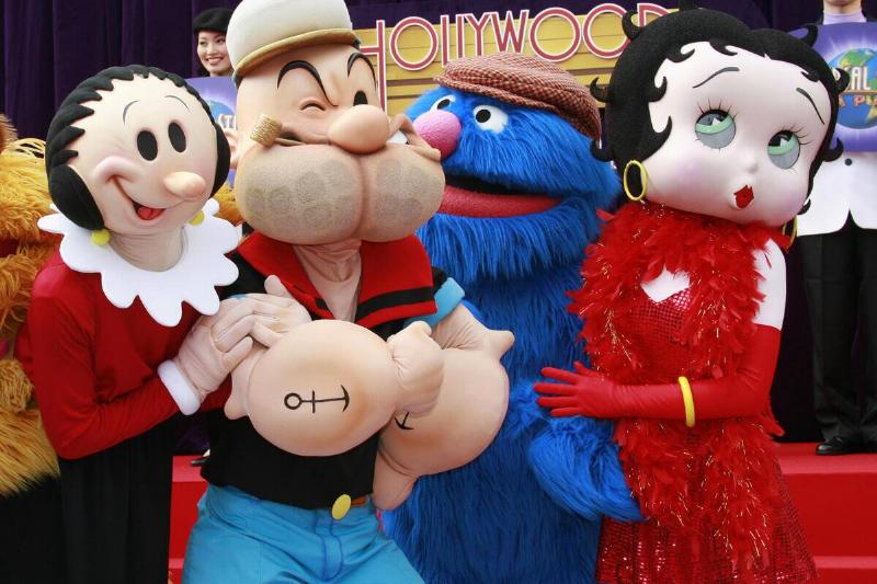 Cartoon movie characters (L-R) Olive, Po...