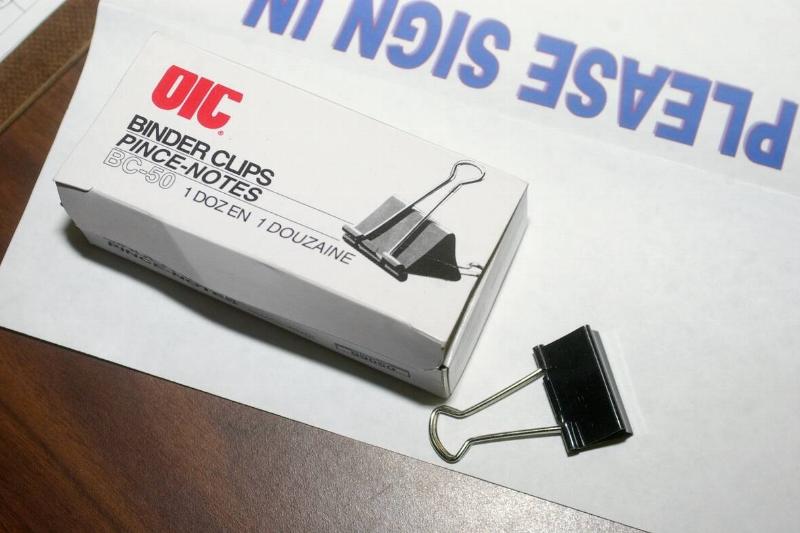 Binder clips, sold by Officemate and manufactured by female