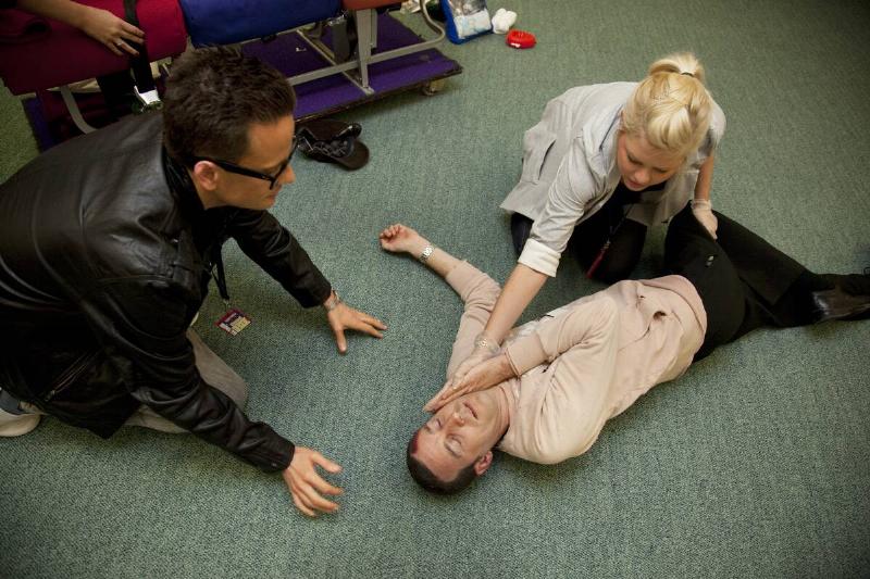 UK - Flight attendants - Virgin Atlantic air hostess training at The Base facility in Crawley