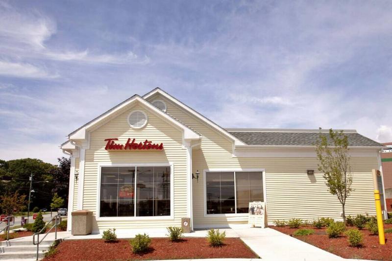 A Tim Hortons doughnut store in Groton, Connecticut is pictu