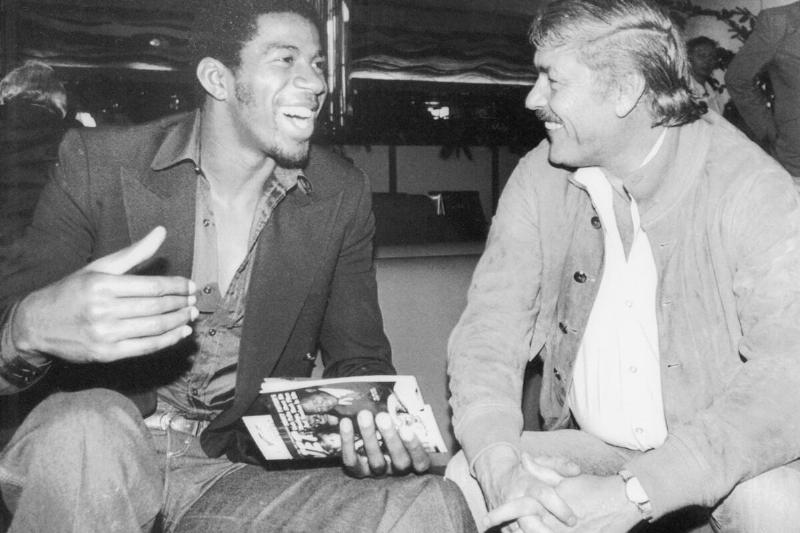 Magic Johnson and Jerry Buss