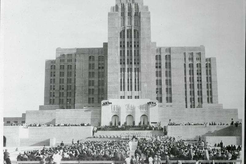 People Watching the Cornerstone Laying for a New Hospital