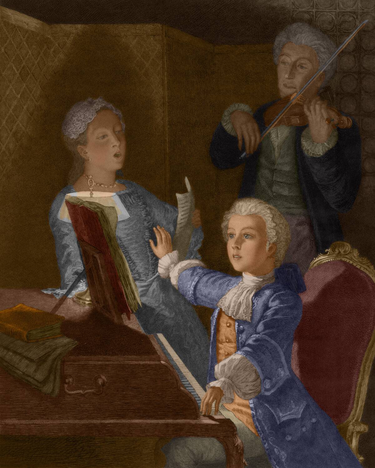 Mozart Rehearses With Family