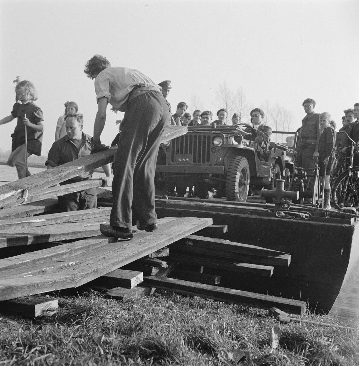 A makeshift ferry exit is made