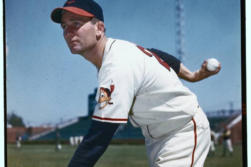 Bob Lemon with Baseball and Mitt