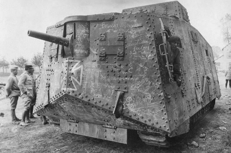 Captured German A7V Tank During WWI