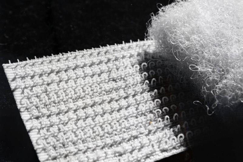 A close-up view of a hook-and-loop fastener. A close-up view of a hook-and-loop fastener.