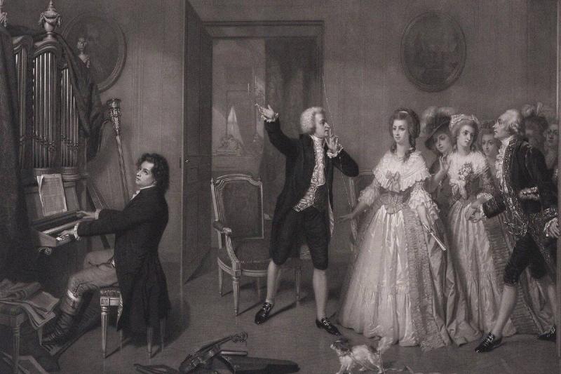 Beethoven In Mozarts House. Creator: Merle,