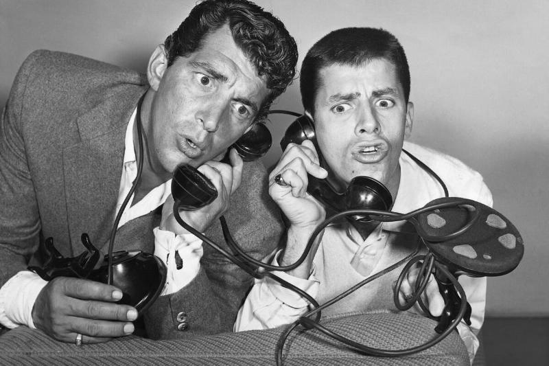 Dean Martin and Jerry Lewis on the Phone