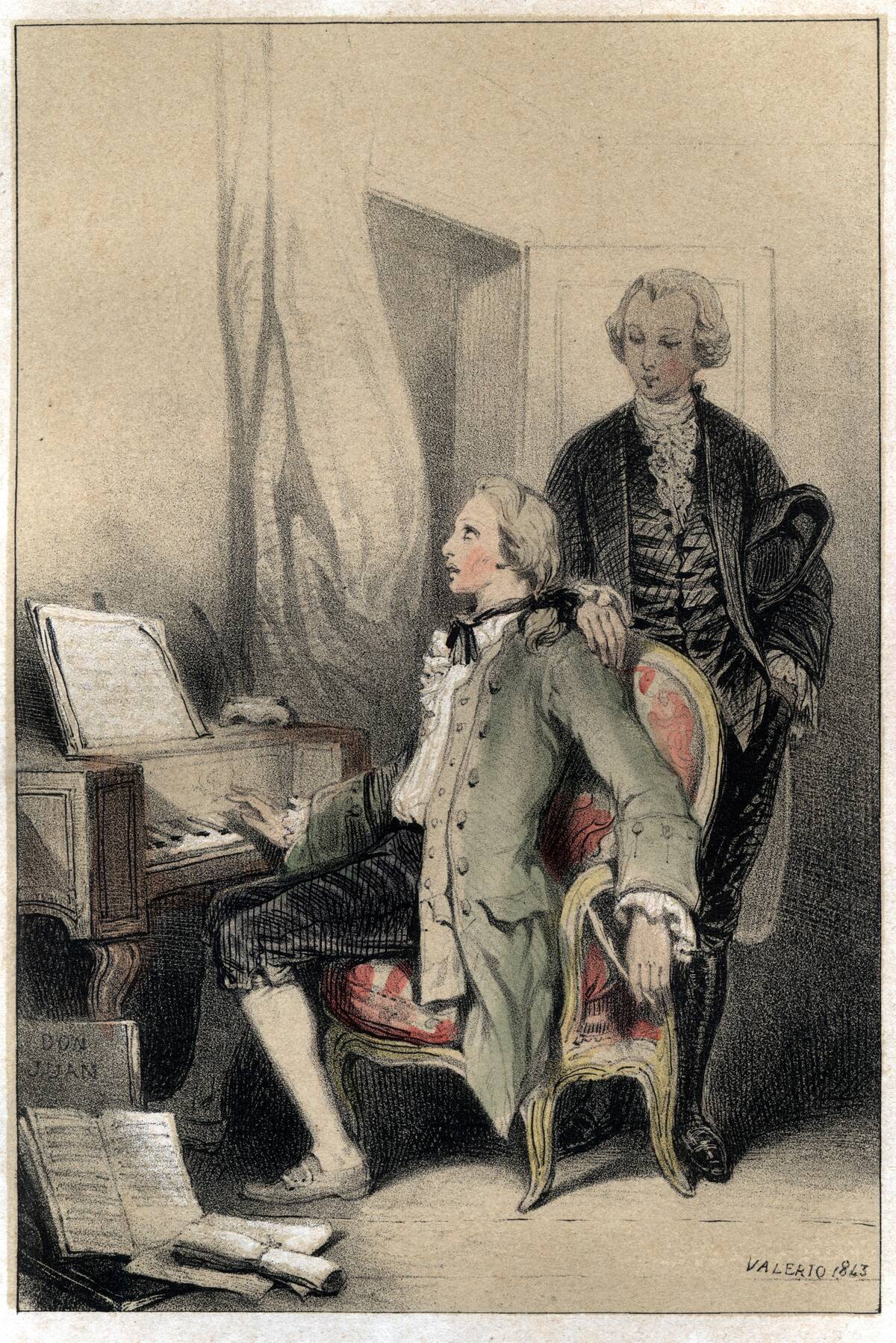 Illustration of Mozart writing the Requiem