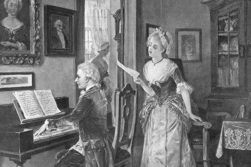 Mozart Playing Piano for Young Songstress