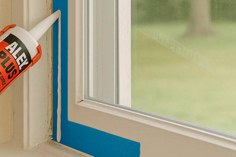 Caulk window Caulk being applied to seal window cracks.