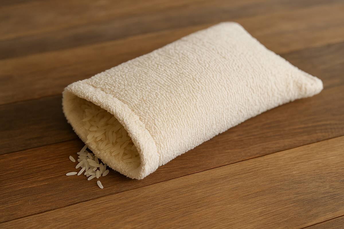 Heating pad A heating pad made from an old towel and rice.