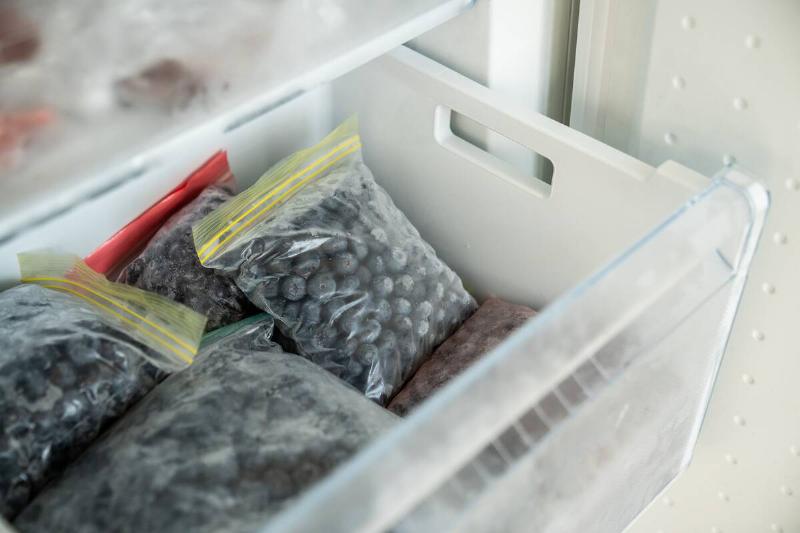 Frozen berries in a full frezer.