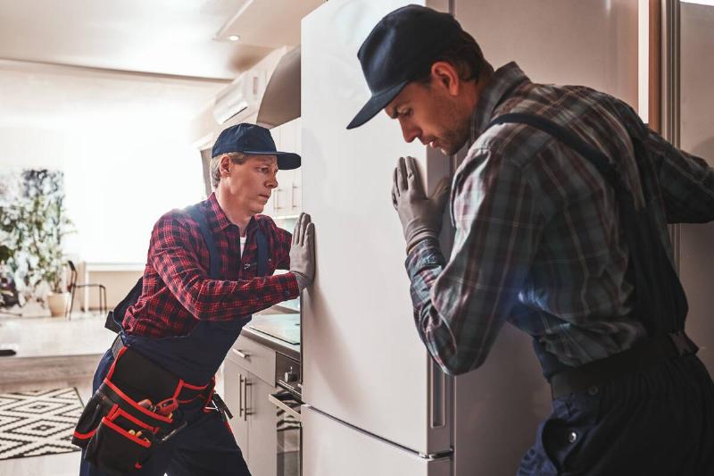 easy-to-solve-young-men-mechanics-checking-refrig-2025-03-26-21-17-06-utc Two man installing a fridge.