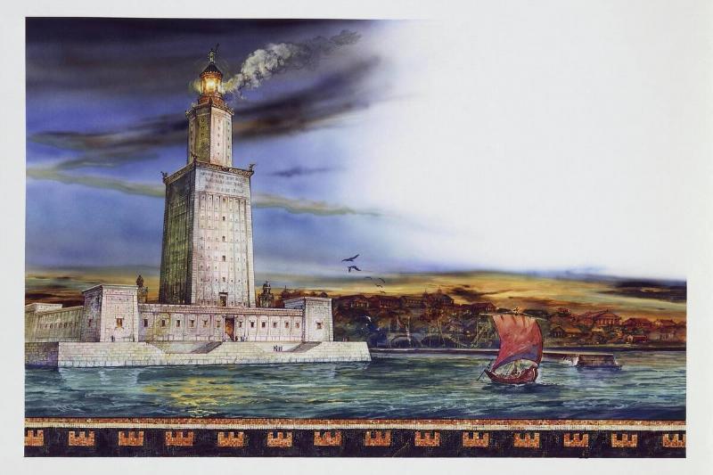 Lighthouse at the waterfront, Alexandria, Egypt