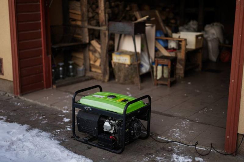 Outdoor gasoline backup generator.