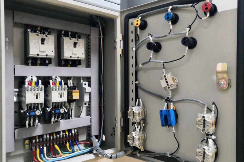 Transfer switch on electrical panel. 