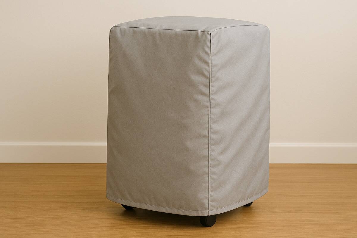 A/C unit covered by a cover. 