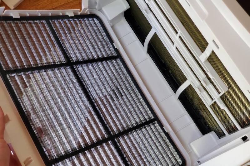 Inside of a portable air conditioner. 