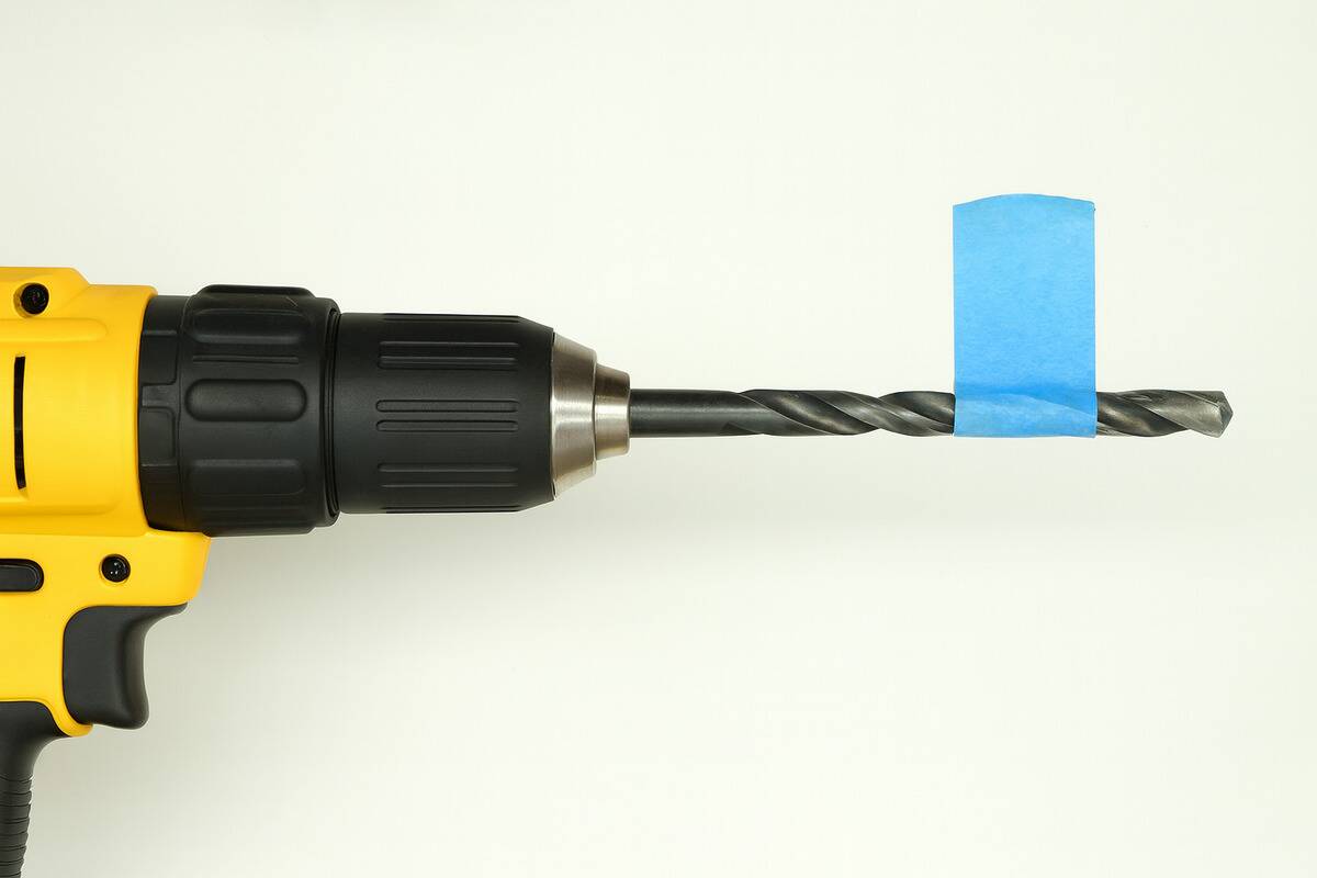 Tape on the end of a drill bit