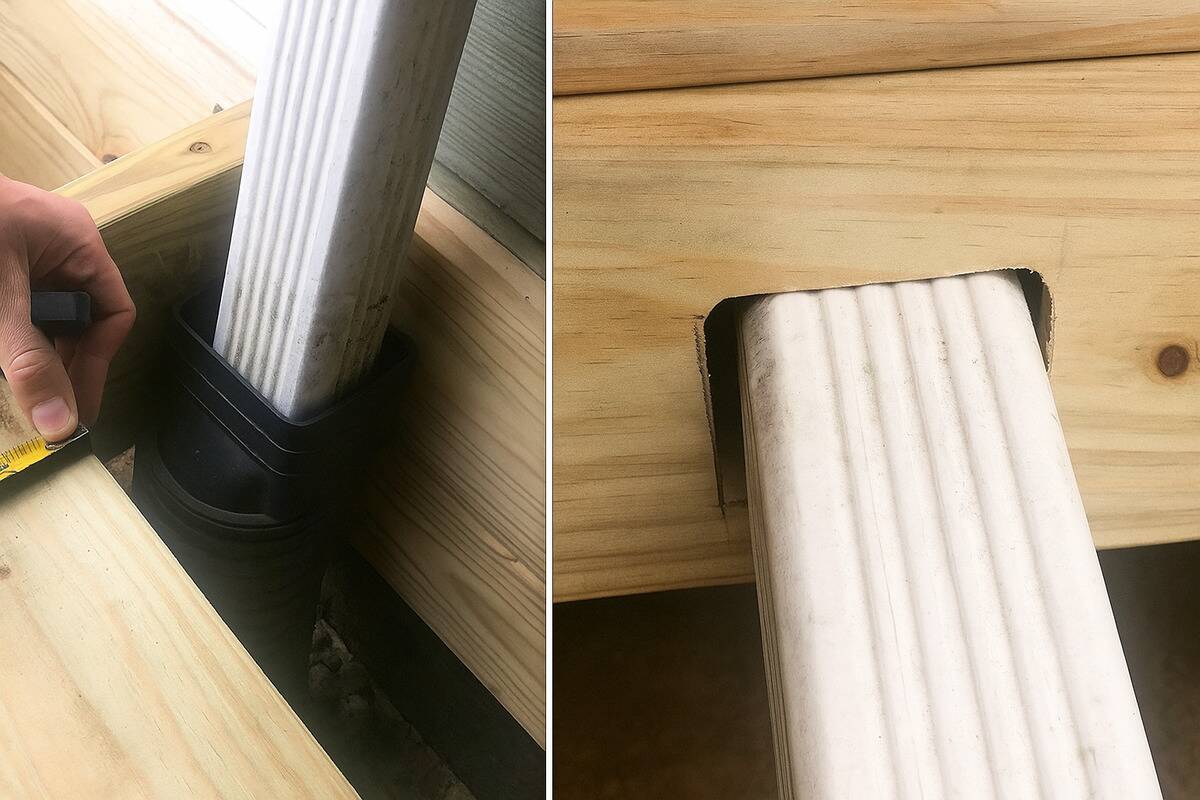 A gutter cover built from wood. 