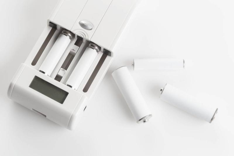 Battery charger with rechargeable batteries. 