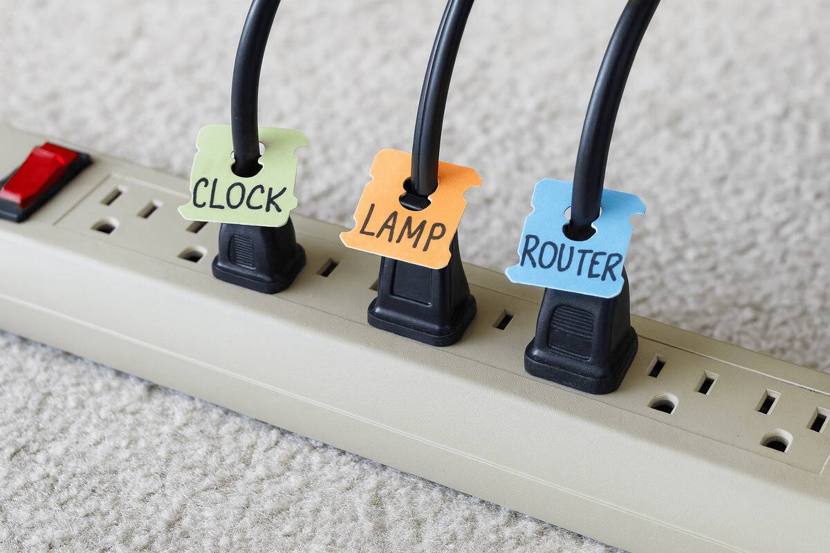 Bread tags used to label wires. 