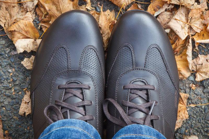 Brown leather shoes.