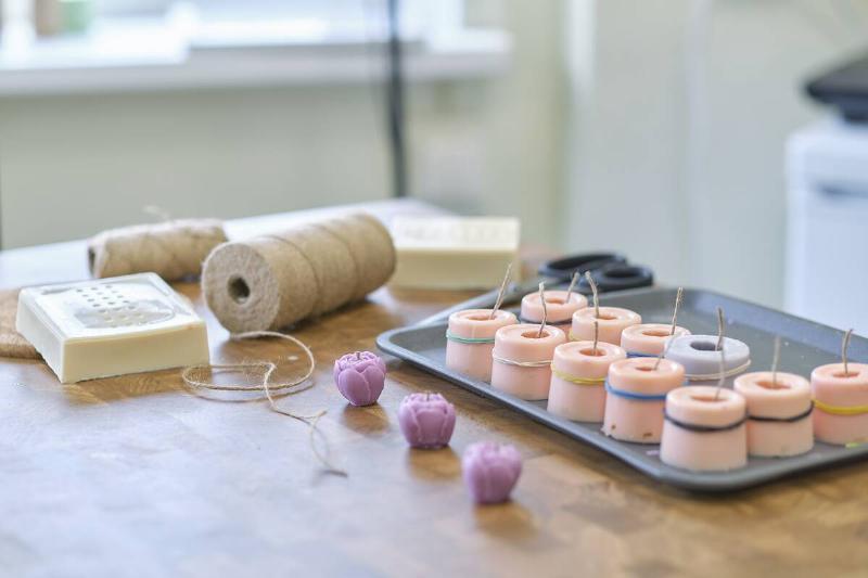 Decorative candle making.