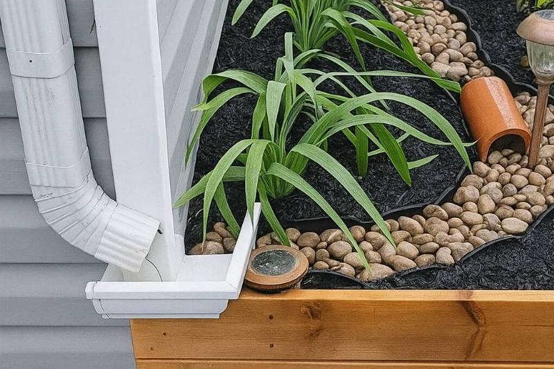 ящик для цветов с водосточной трубой Водосточная труба, скрытая ящиком для цветов.