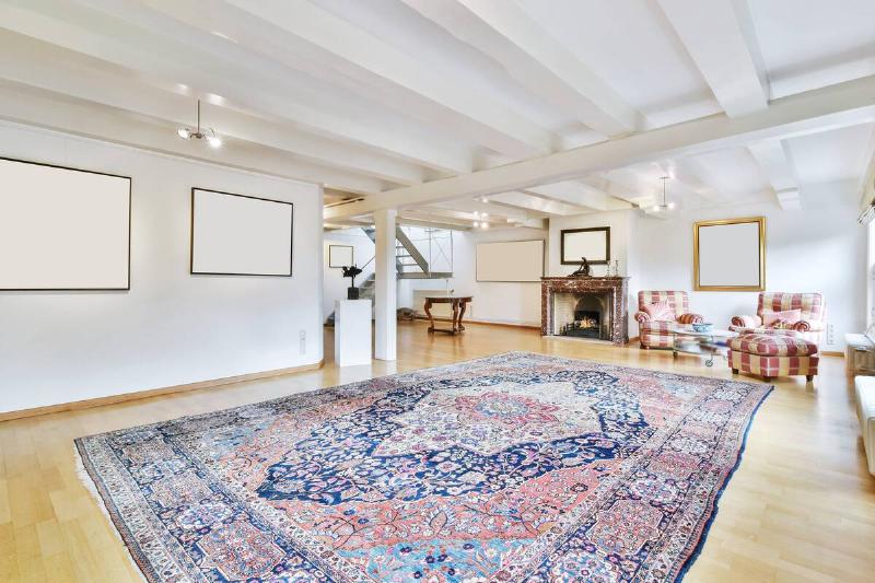 Massive rug in living room. 