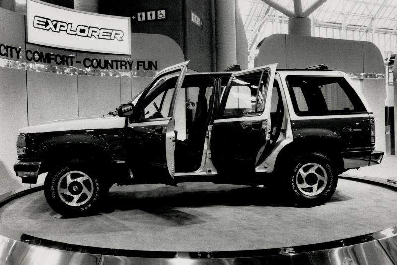 Ford Bronco II on display with its doors open