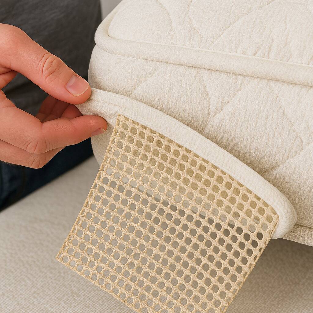 A rug grip pad on the bottom of a mattress