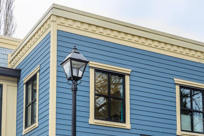 House with off-white painted trim. 