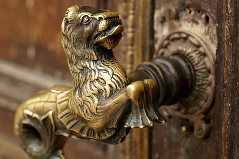 Vintage, brass door handle. 