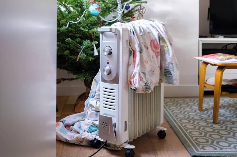 Sheets thrown over a radiator. 