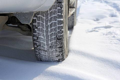 Winter tires in snow.