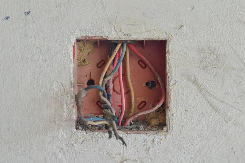 Old wires in wall. 