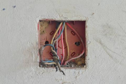 Old wires in wall. 