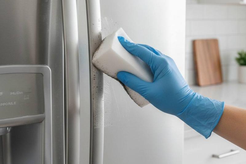 Волшебная ручка-ластик. Волшебный ластик используется для удаления грязи с ручки дверцы холодильника.