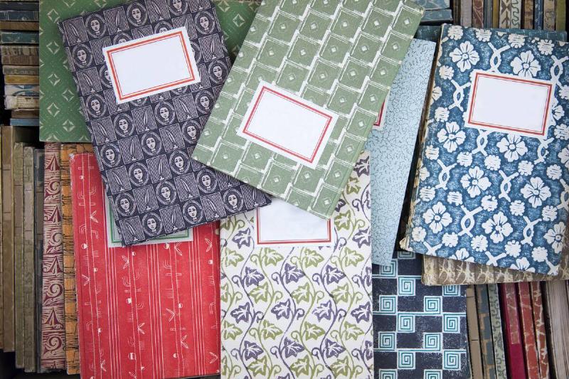 Vintage books with colorful covers. 