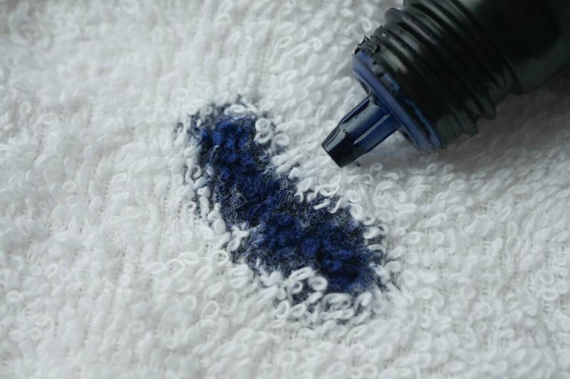 Ink stain on carpet. 