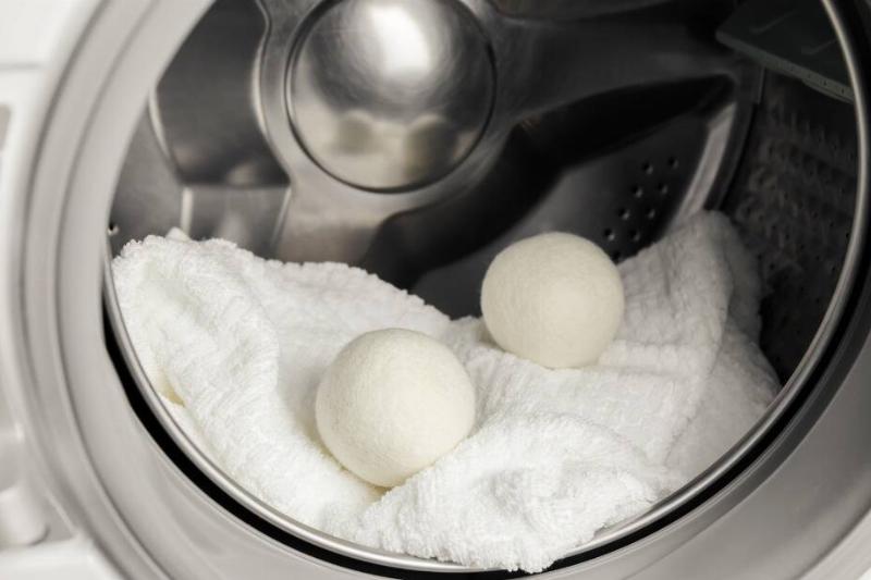 Dryer balls in a dryer.