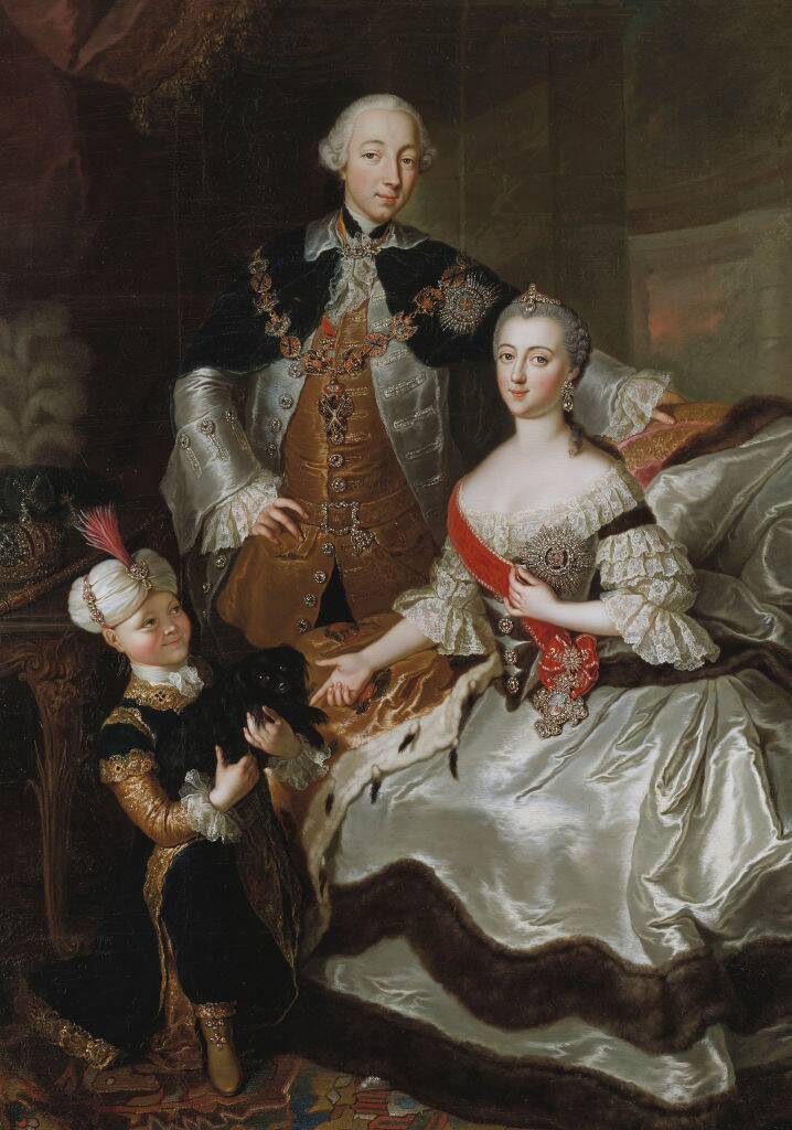 Portrait of Peter III, Catherine the Great and another male individual