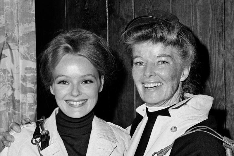 Katharine Houghton and Katharine Hepburn standing together