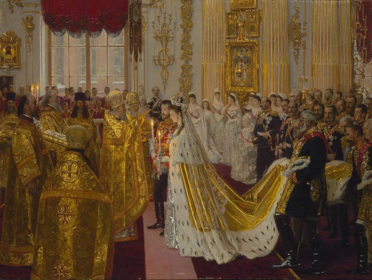 Paiting of Tsar Nicholas and Tsarina Alexandra's wedding