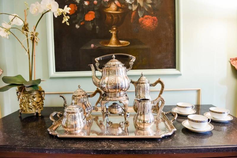 Antique silver tea set.