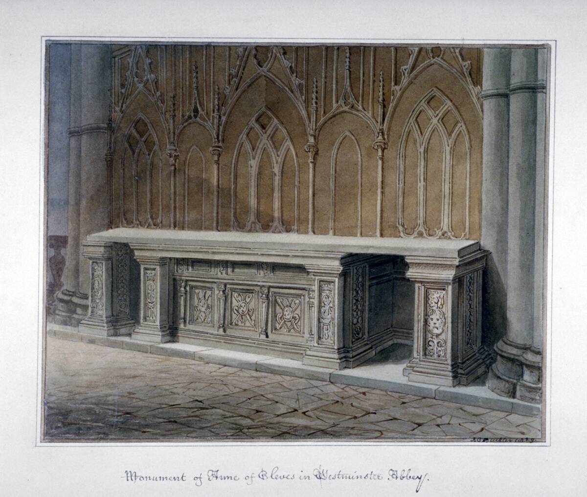 Illustration of the Anne of Cleves Monument at Westminster Abbey