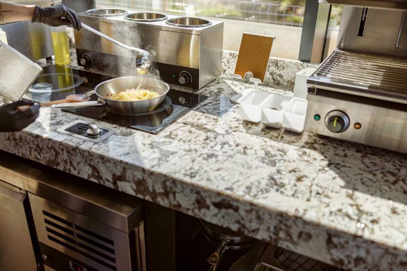 Marble kitchen countertop. 